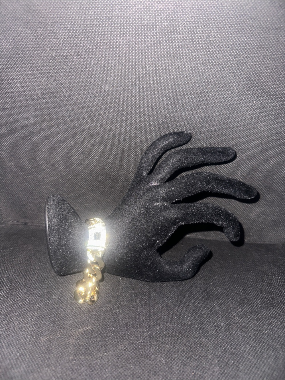 Gold Chain Link Bracelet with White Accent and Gold Hardware
